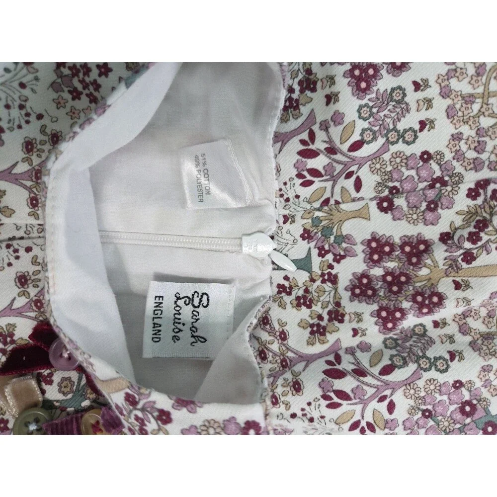 Sarah Louise Boutique Dress Long Sleeve Multicolor Floral Design Size 5Y England